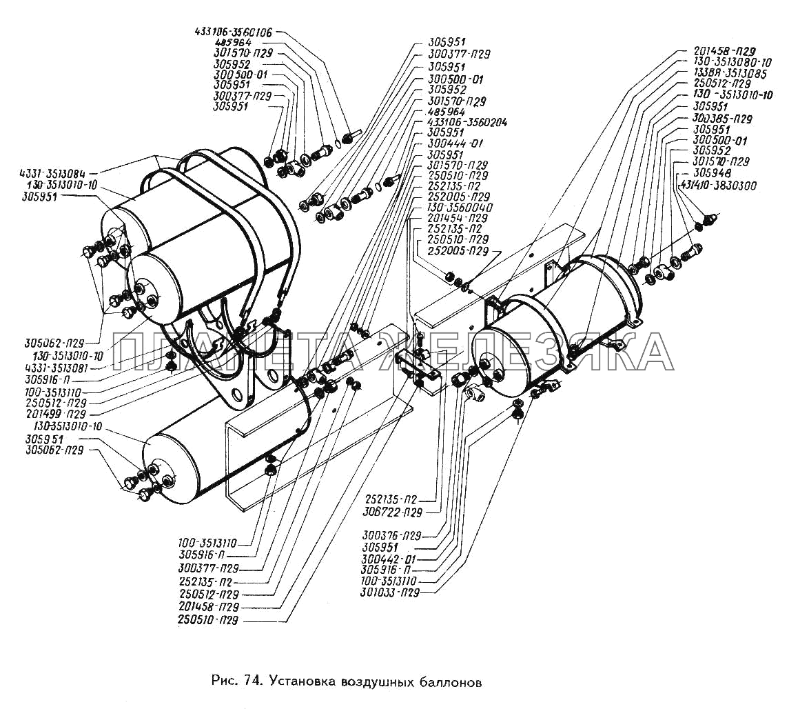 Установка воздушных баллонов ЗИЛ-442160