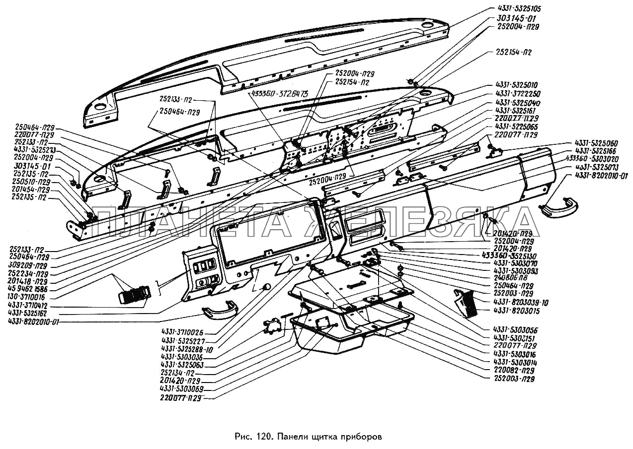 Панели щитка приборов ЗИЛ-442160