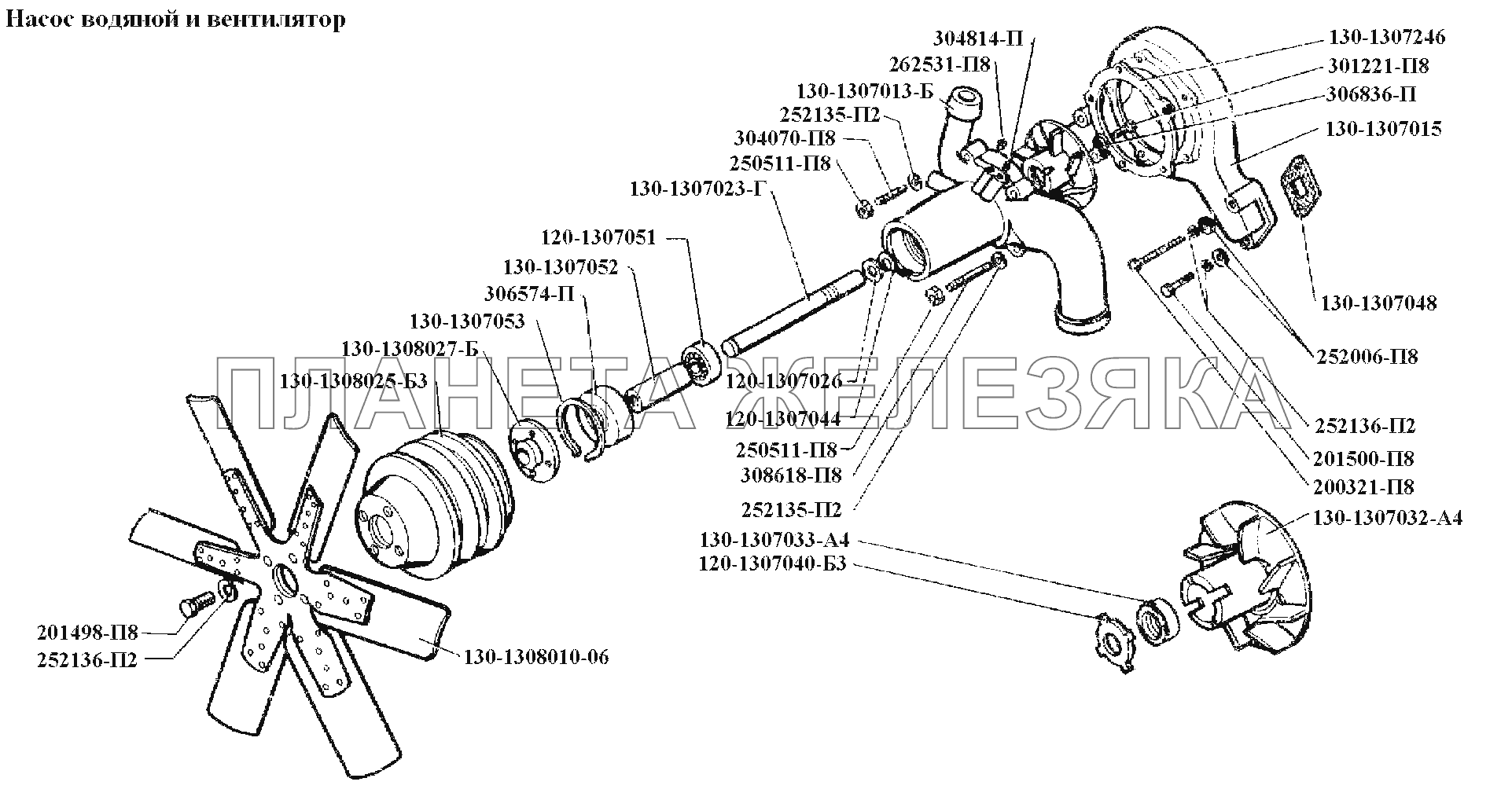 Насос водяной и вентилятор ЗИЛ-441517 Каталог 1987 г.