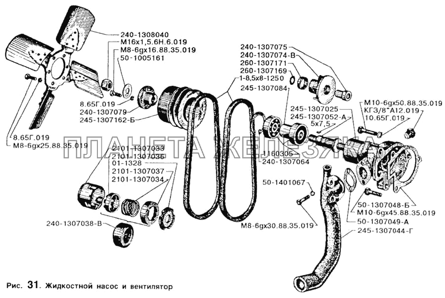 Жидкостный насос и вентилятор ЗИЛ-5301