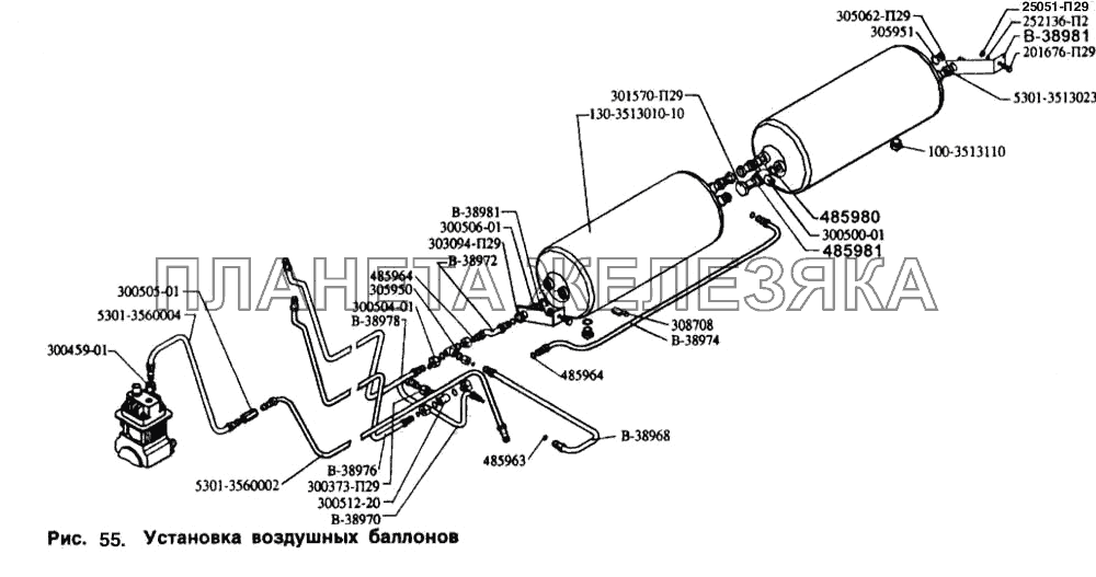 Установка воздушных баллонов ЗИЛ-5301