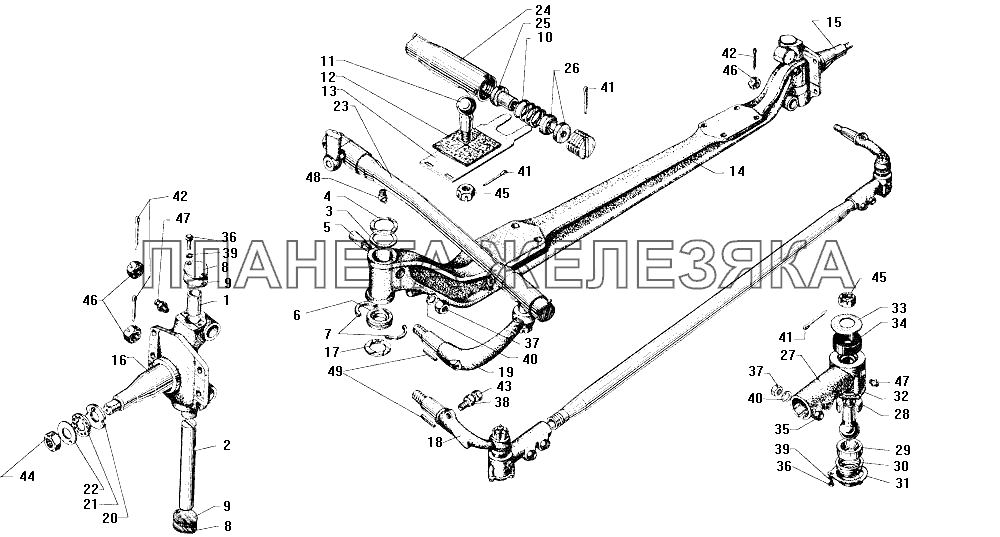 Передняя ось и рулевые тяги ЗИЛ-130
