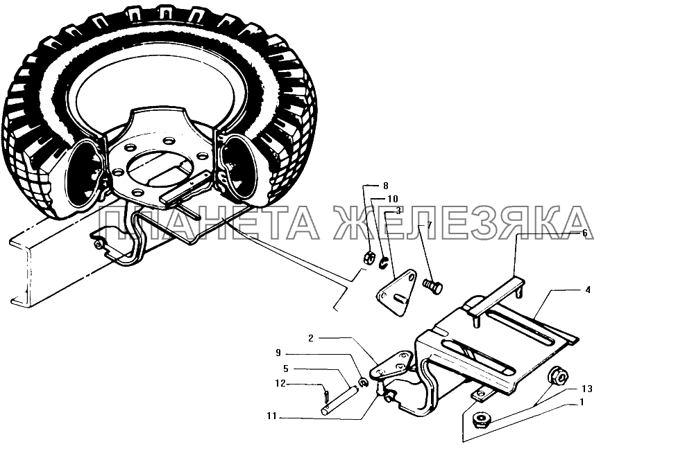 Установка запасного колеса ЗИЛ-130