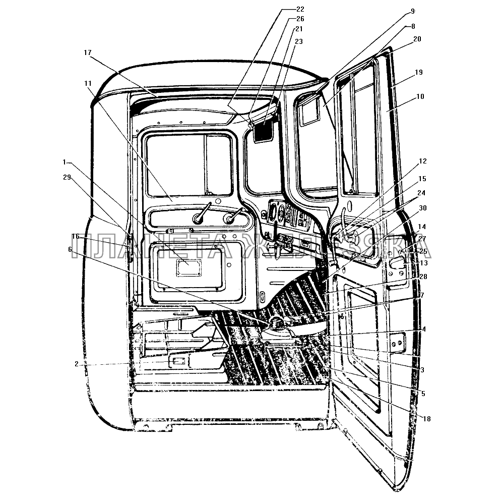 Кабина (внутренний вид) ЗИЛ-130