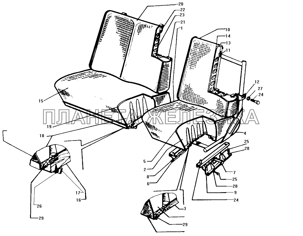Сиденье водителя и сиденье пассажирское ЗИЛ-130
